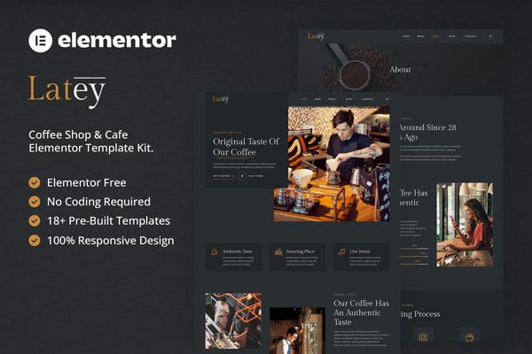 Latey – Coffee Shop and Cafe Elementor Template Kit