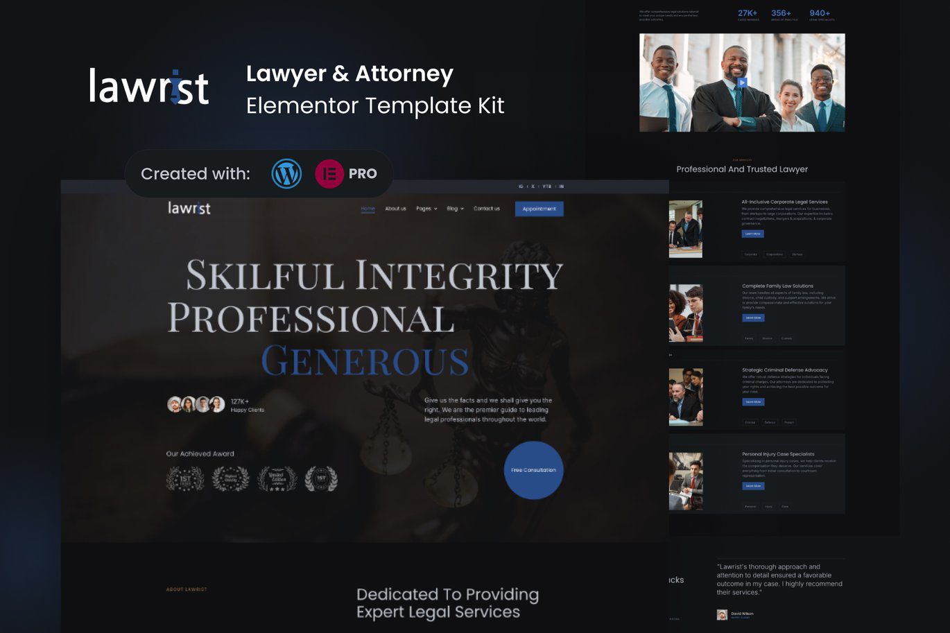 Lawrist – Lawyer and Attorney Elementor Pro Template Kit