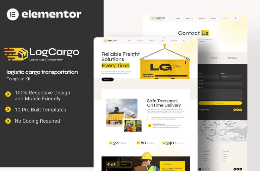 LogCargo – Logistic Cargo Transportation Elementor Template Kit