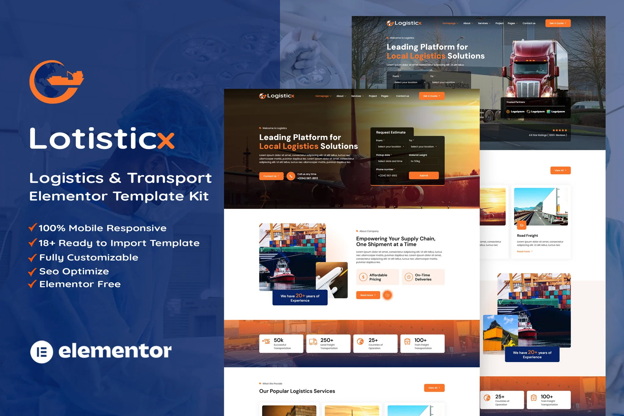 Logisticx – Logistics and Transportation Elementor Template Kit