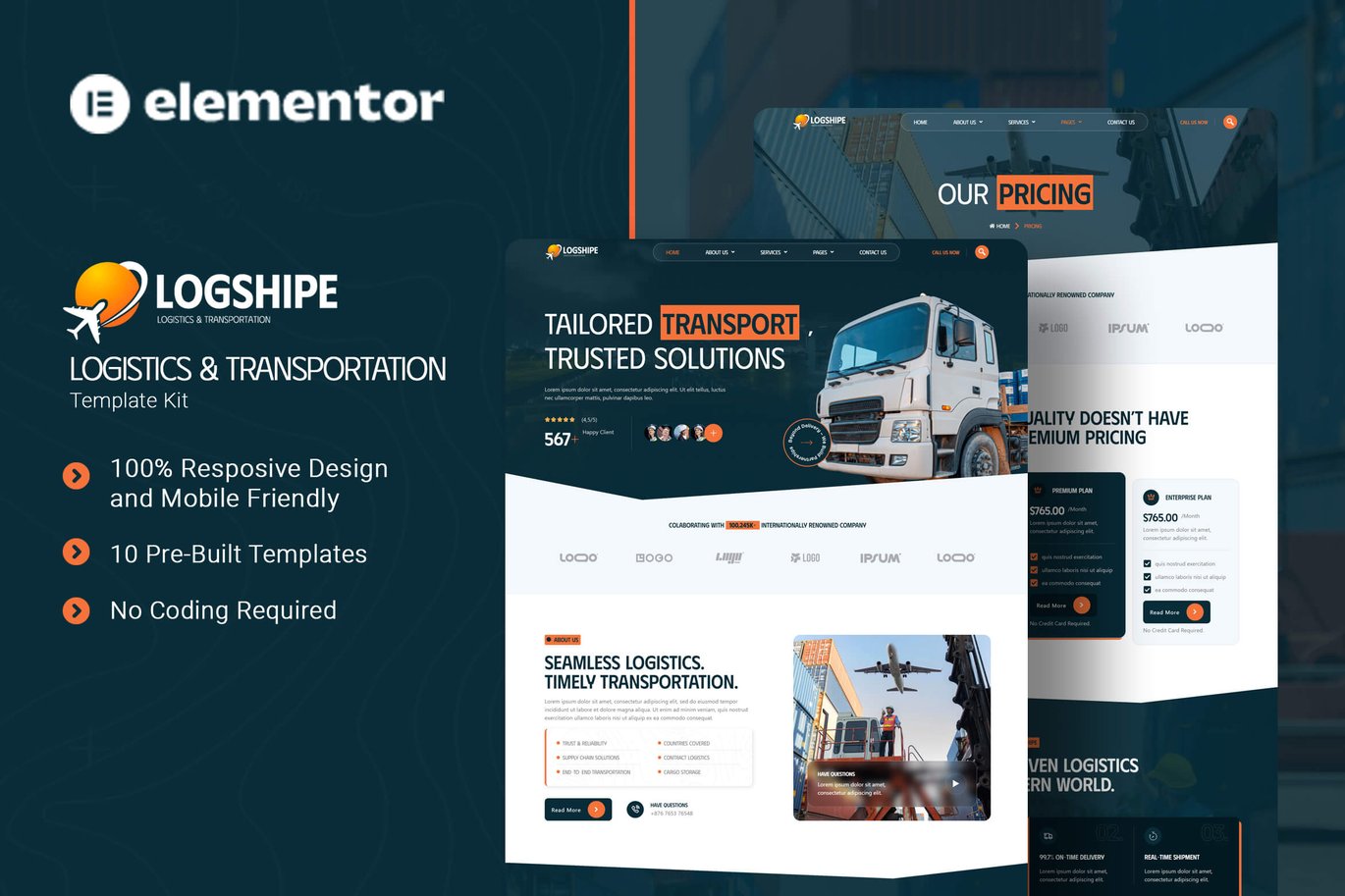 Logshipe – Logistics and Transportation Elementor Template Kit