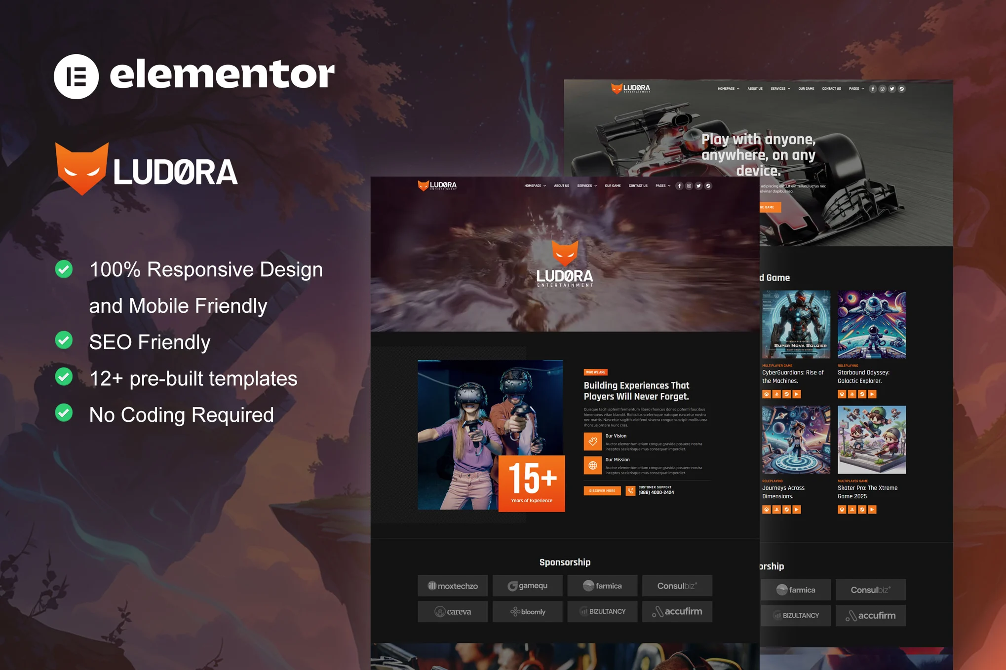 Ludora – Game Developer and Studio Elementor Pro Template Kit