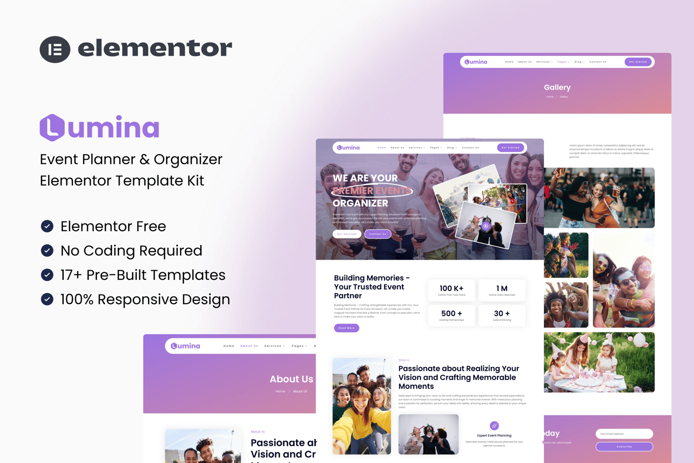 Lumina – Event Planner and Organizer Elementor Template Kit