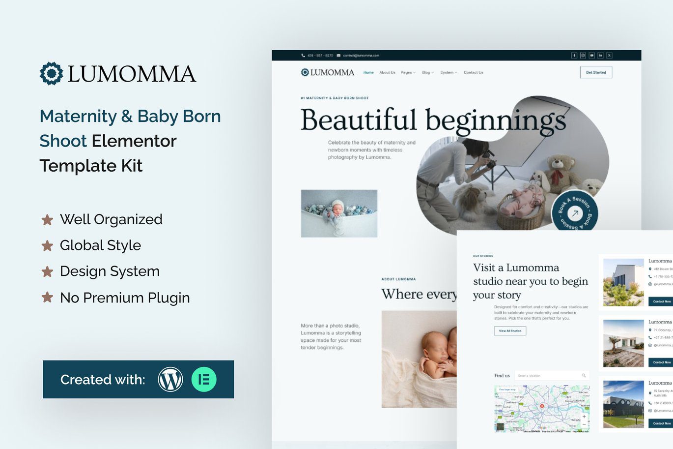 Lumomma Maternity and Baby Born Shoot Elementor Template Kit
