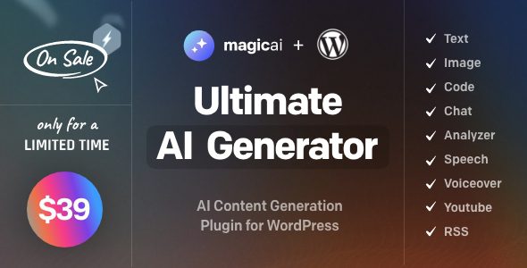 MagicAI for WordPress – AI Text, Image, Chat, Code, and Voice Generator