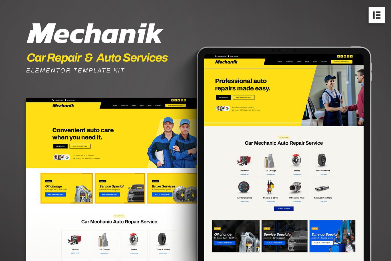 Mechanik – Car Repair and Auto Services Elementor Template Kit