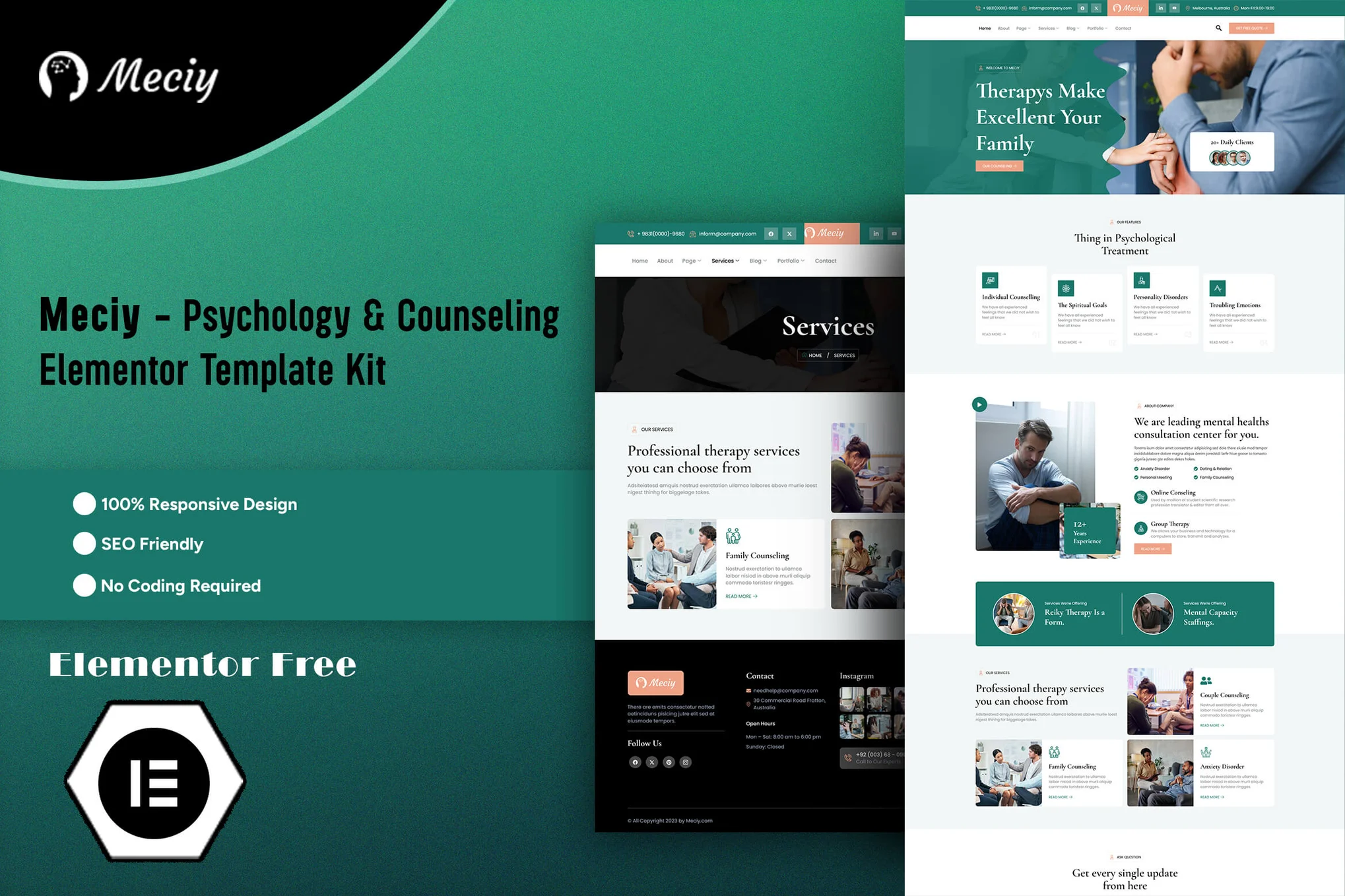 Meciy – Psychology and Counseling Elementor Template Kit