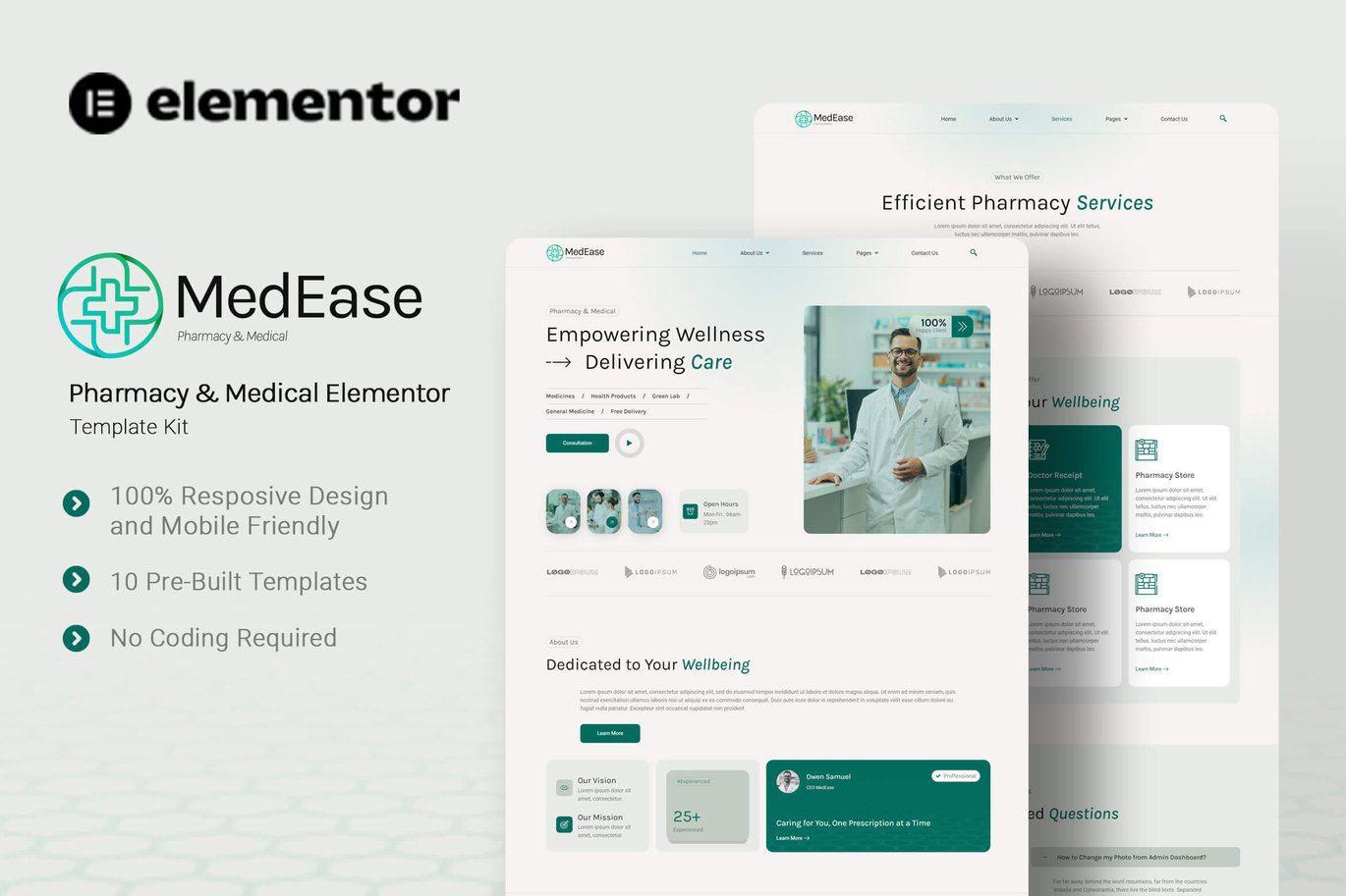 MedEase – Pharmacy and Medical Elementor Template Kit