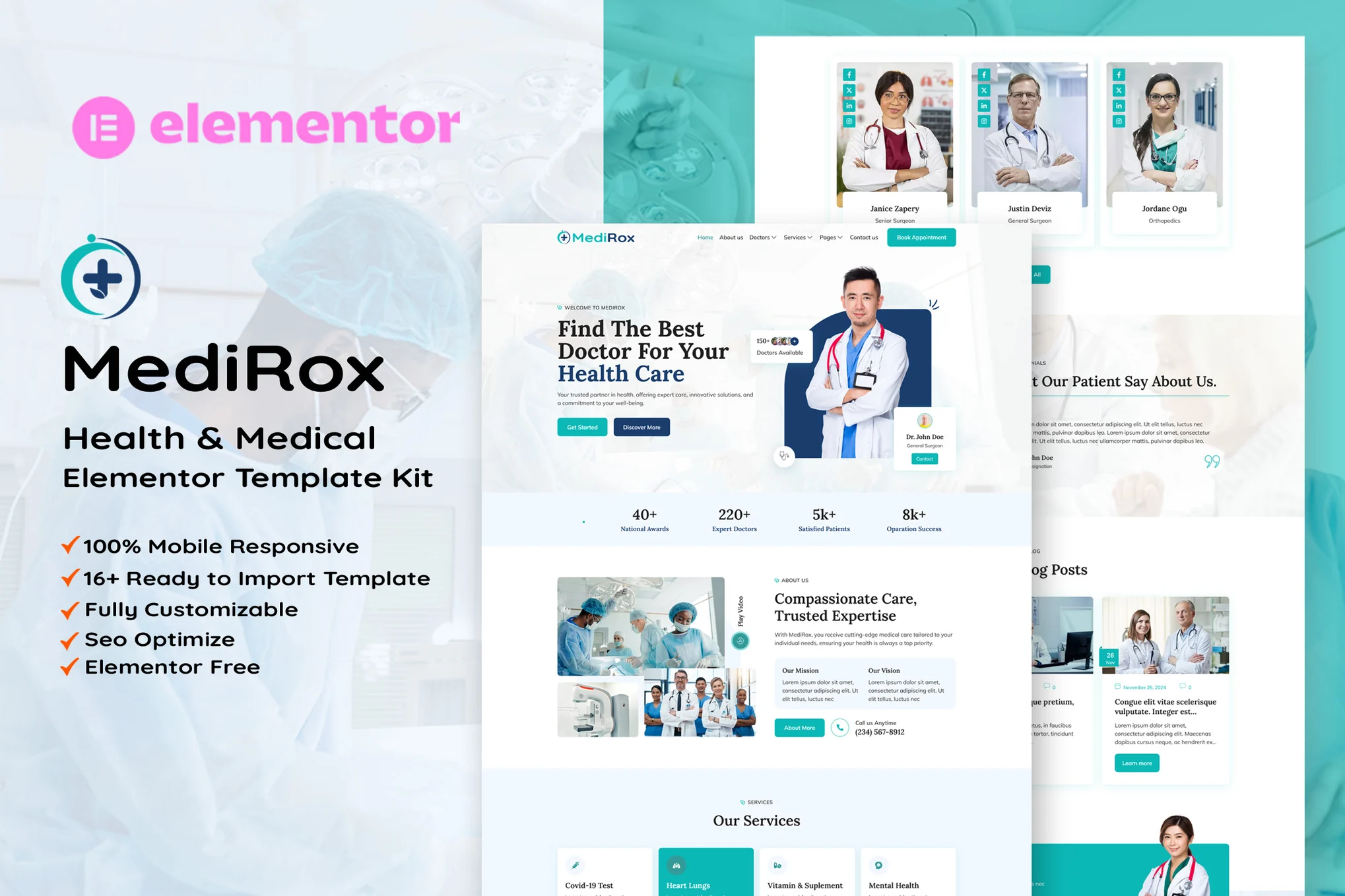MediRox – Health and Medical Elementor Template Kit