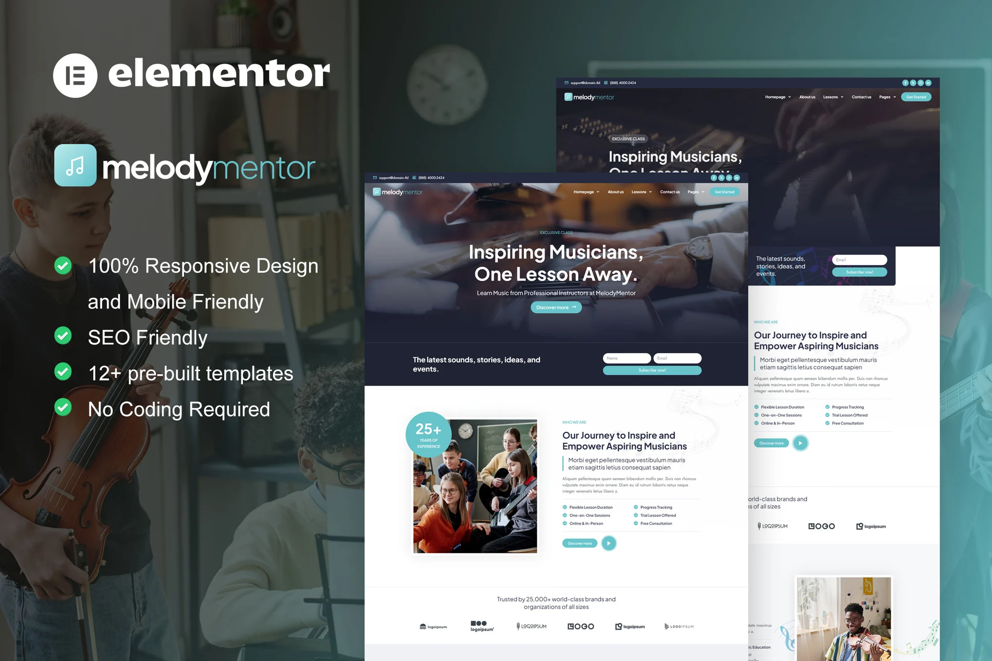 MelodyMentor – Music School and Courses Elementor Template Kit