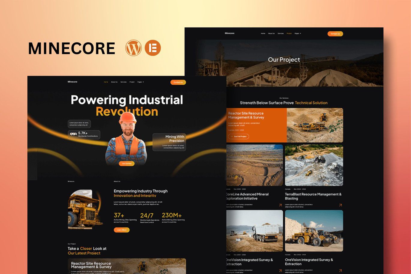 Minecore – Mining and Industry Elementor Template Kit