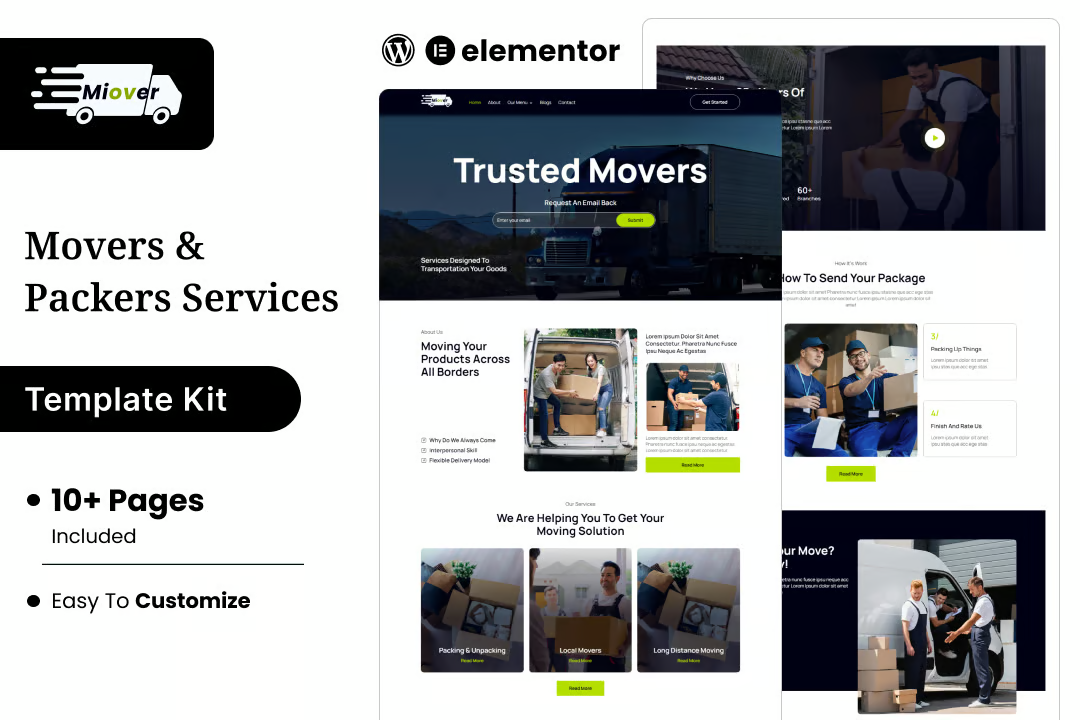 Miover – Packers and Movers Service Elementor Template Kit