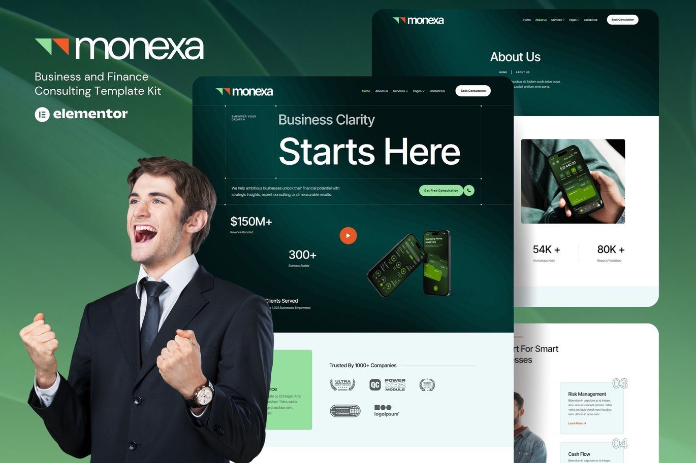 Monexa – Business and Finance Consulting Elementor Template Kit