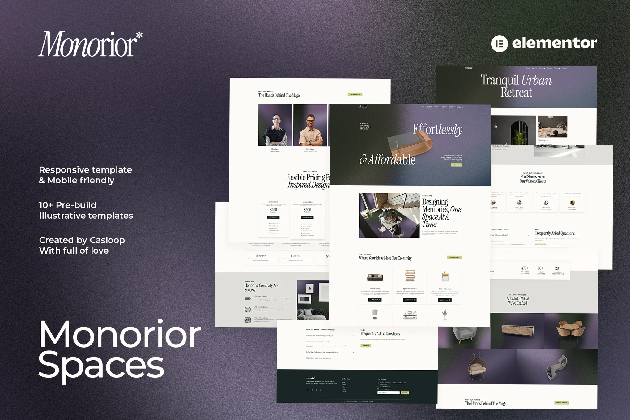 Monorior Space – Gradient Interior Elementor Template Kit