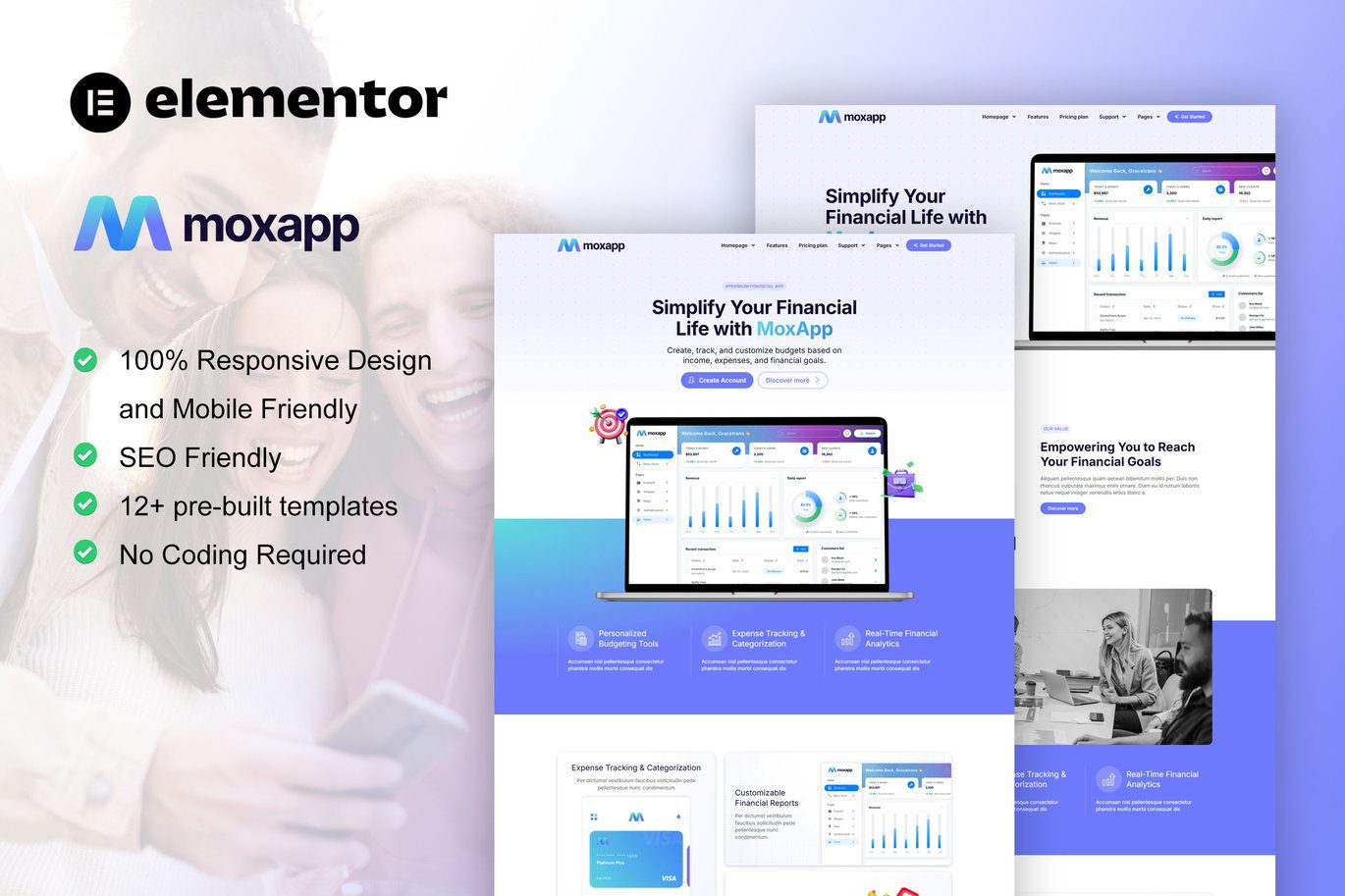 MoxApp – Mobile App and Fintech Startup Elementor Pro Template Kit