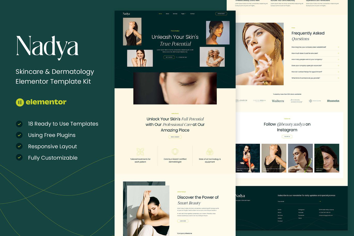 Nadya – Skincare and Dermatology Elementor Template Kit