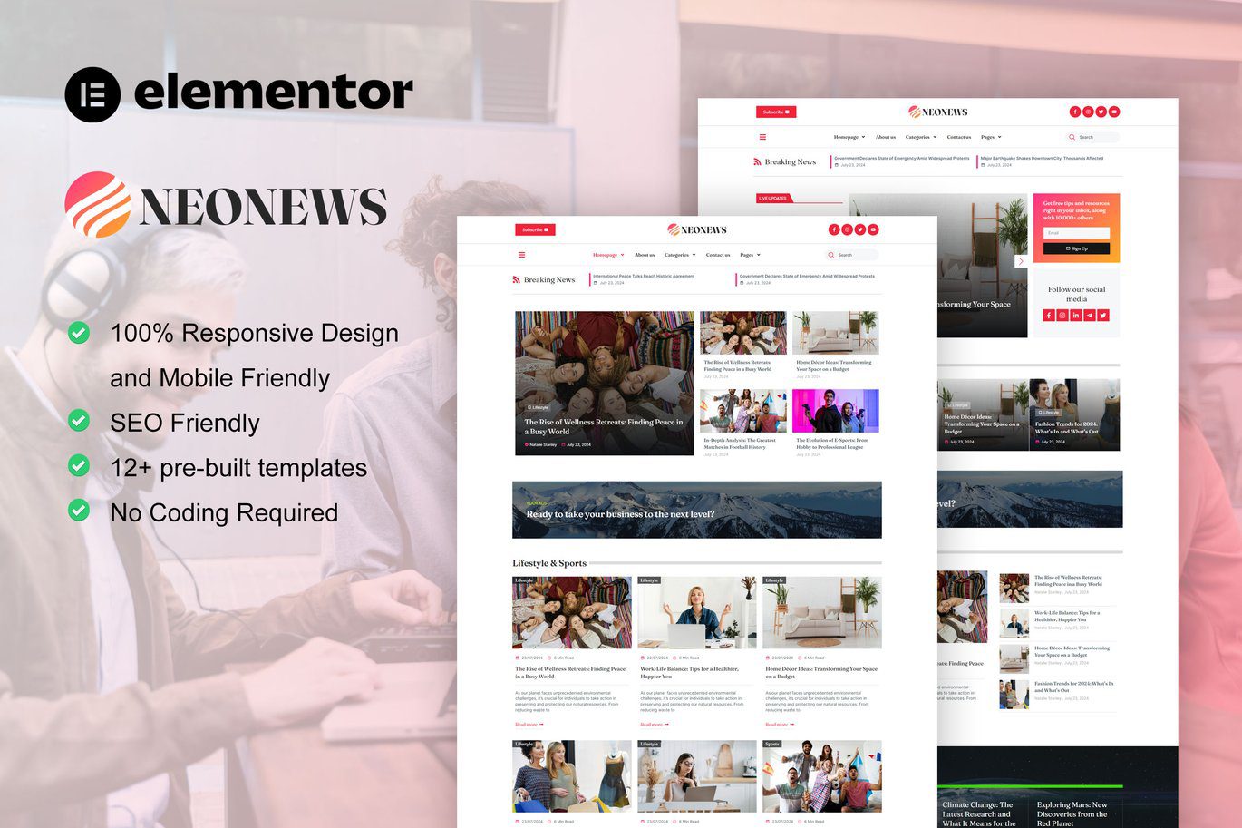 NeoNews – News and Magazine Elementor Template Kit