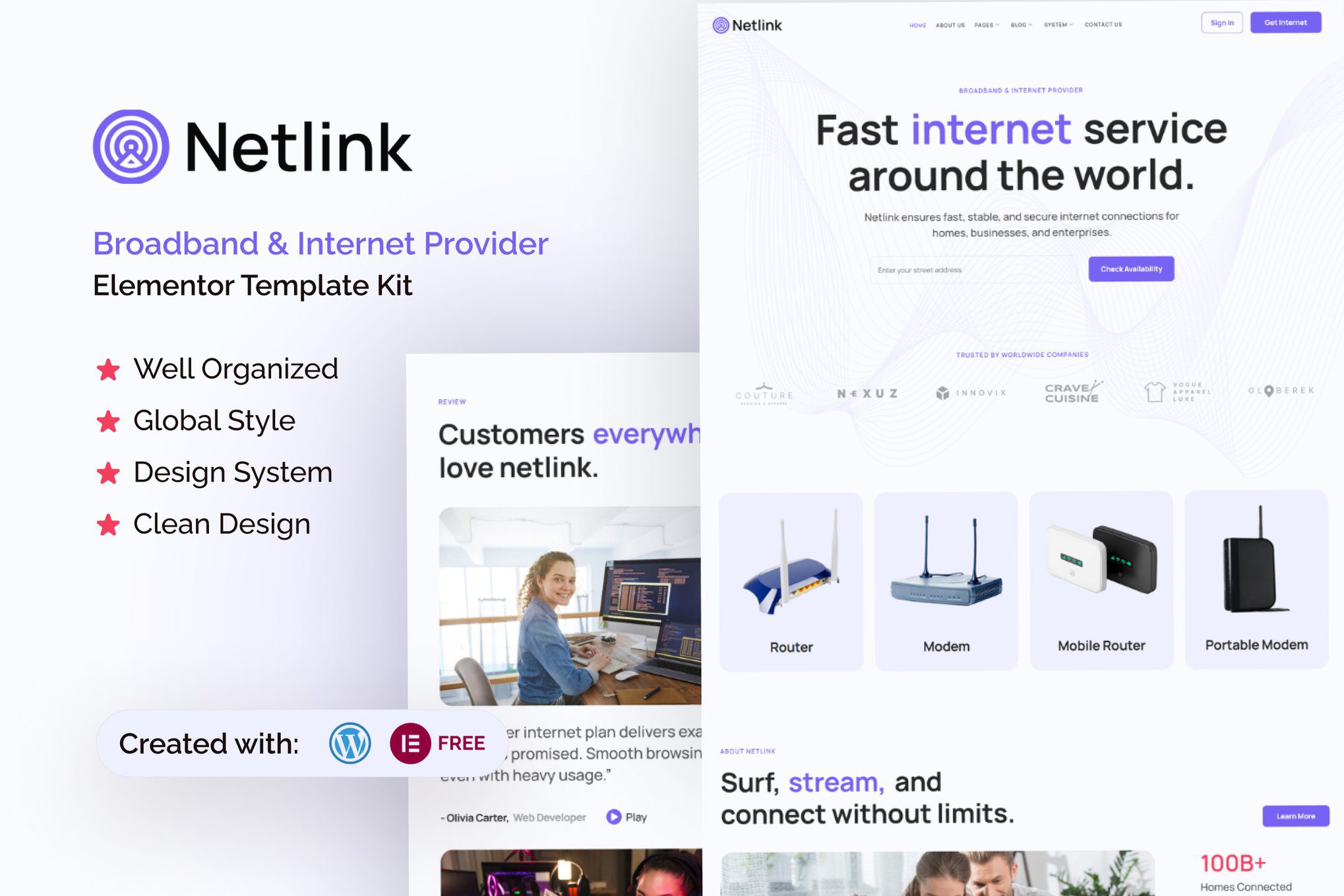 Netlink – Broadband and Internet Provider Elementor Template Kit