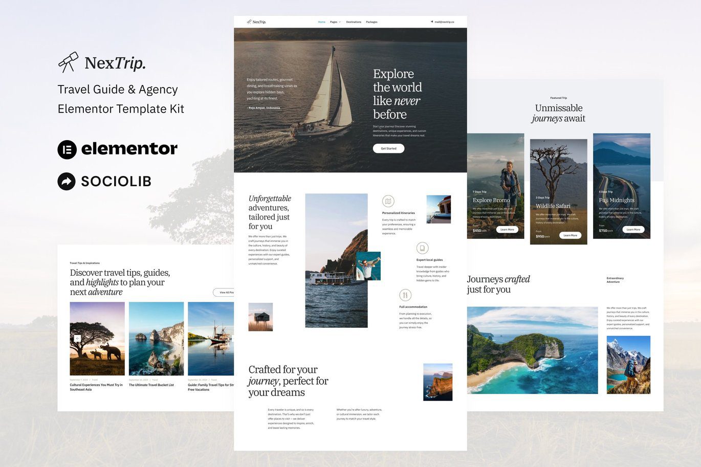 NextTrip – Travel Guide and Agency Elementor Template Kit