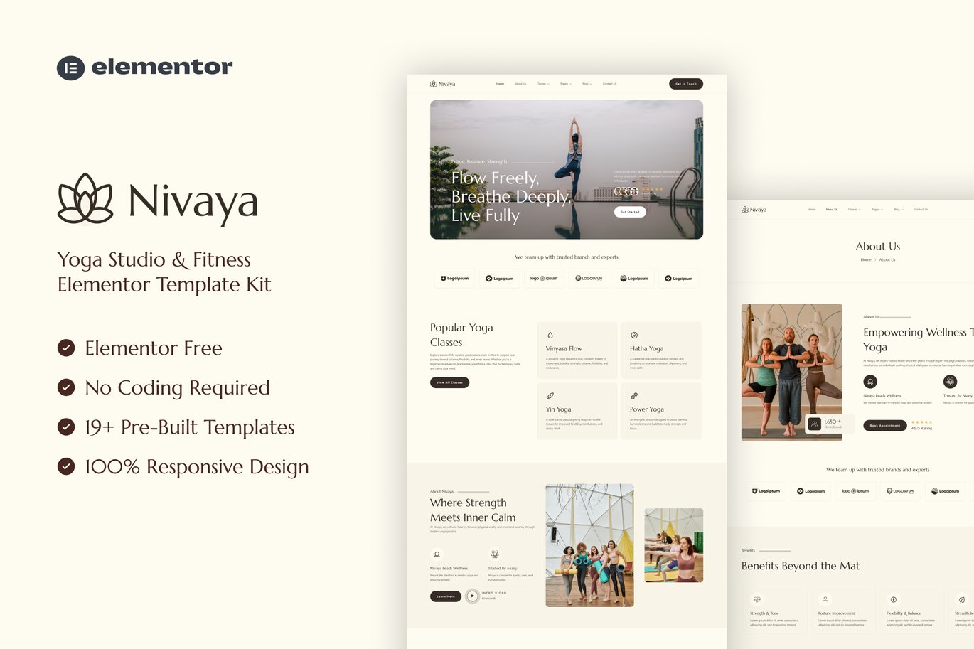 Nivaya – Yoga Studio and Fitness Elementor Template Kit