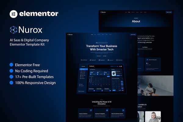 Nurox – AI Saas amd Digital Company Elementor Template Kit