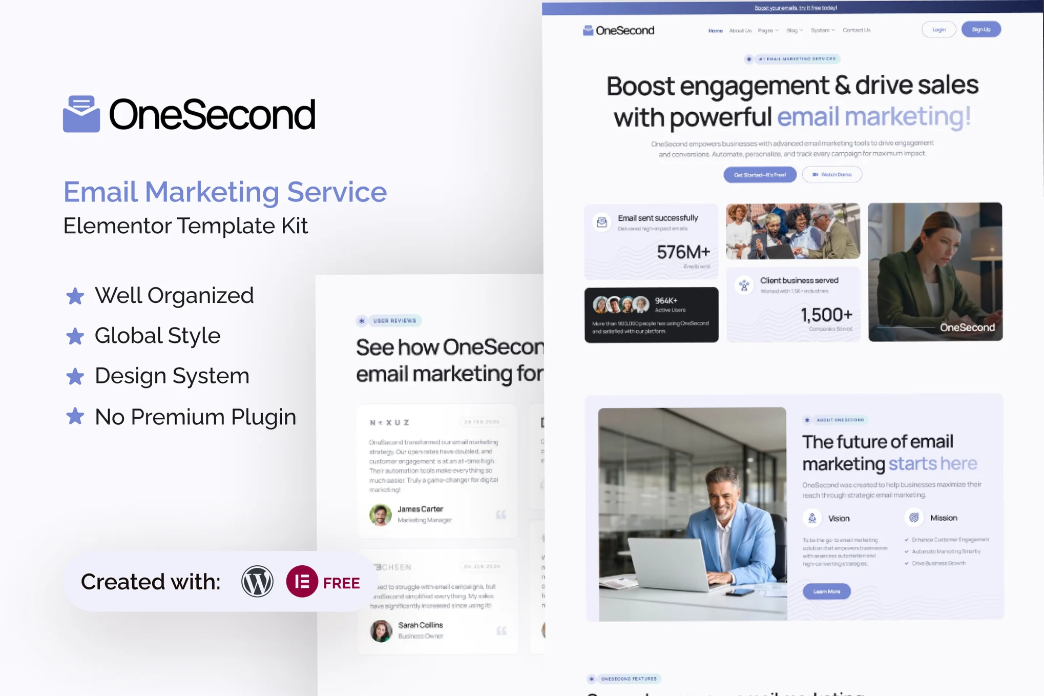 OneSecond – Email Marketing Service Elementor Template Kit