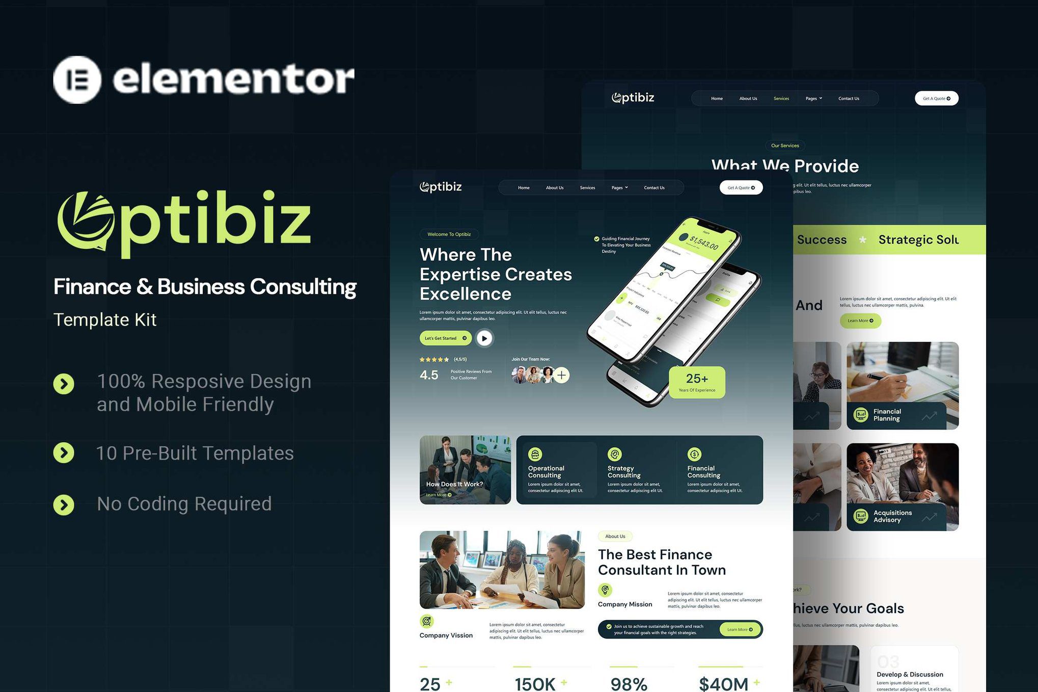 Optibiz – Finance and Business Consulting Elementor Template Kit