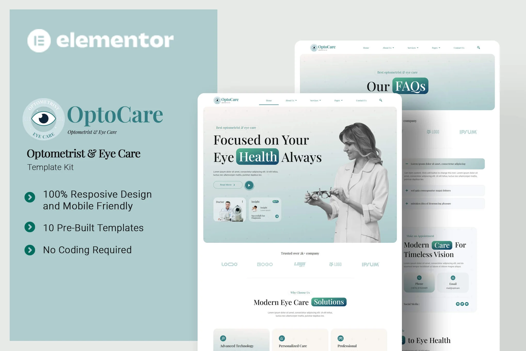 Optocare – Optometrist and Eye Care Elementor Template Kit