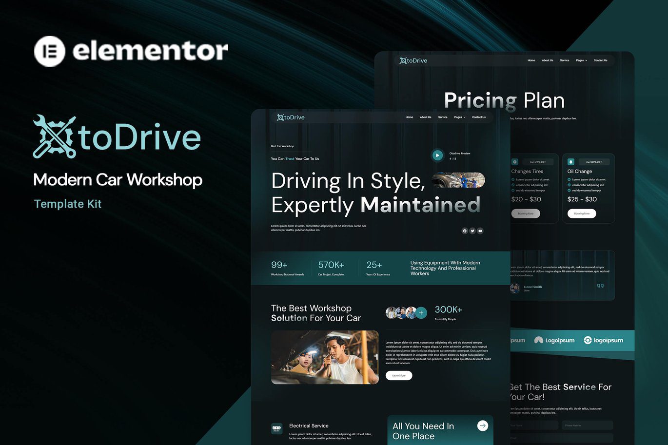 Otodrive – Modern Car Workshop Elementor Template Kit