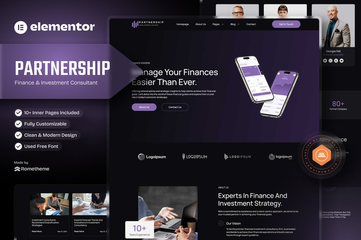 Partnership – Finance and Investment Consultant Elementor Template Kit