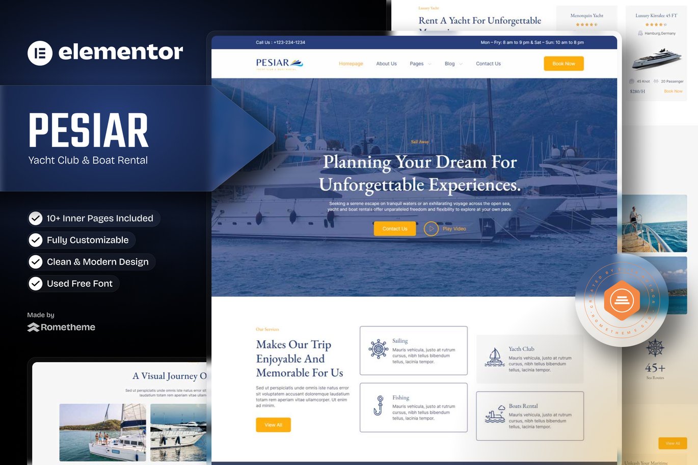 Pesiar – Yacht Club and Boat Rental Elementor Template Kit