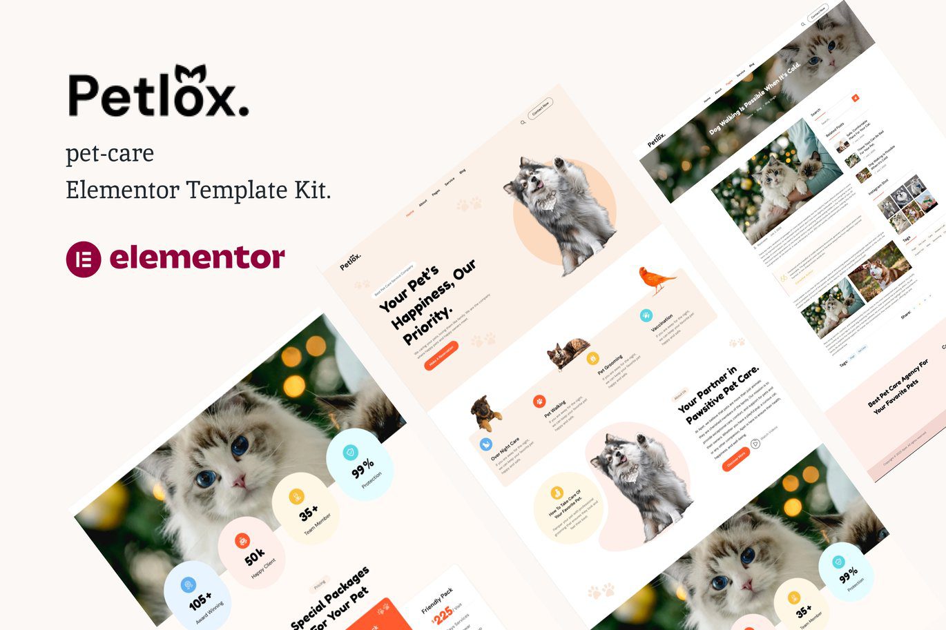 Petlox – Pet Care Elementor Template Kit