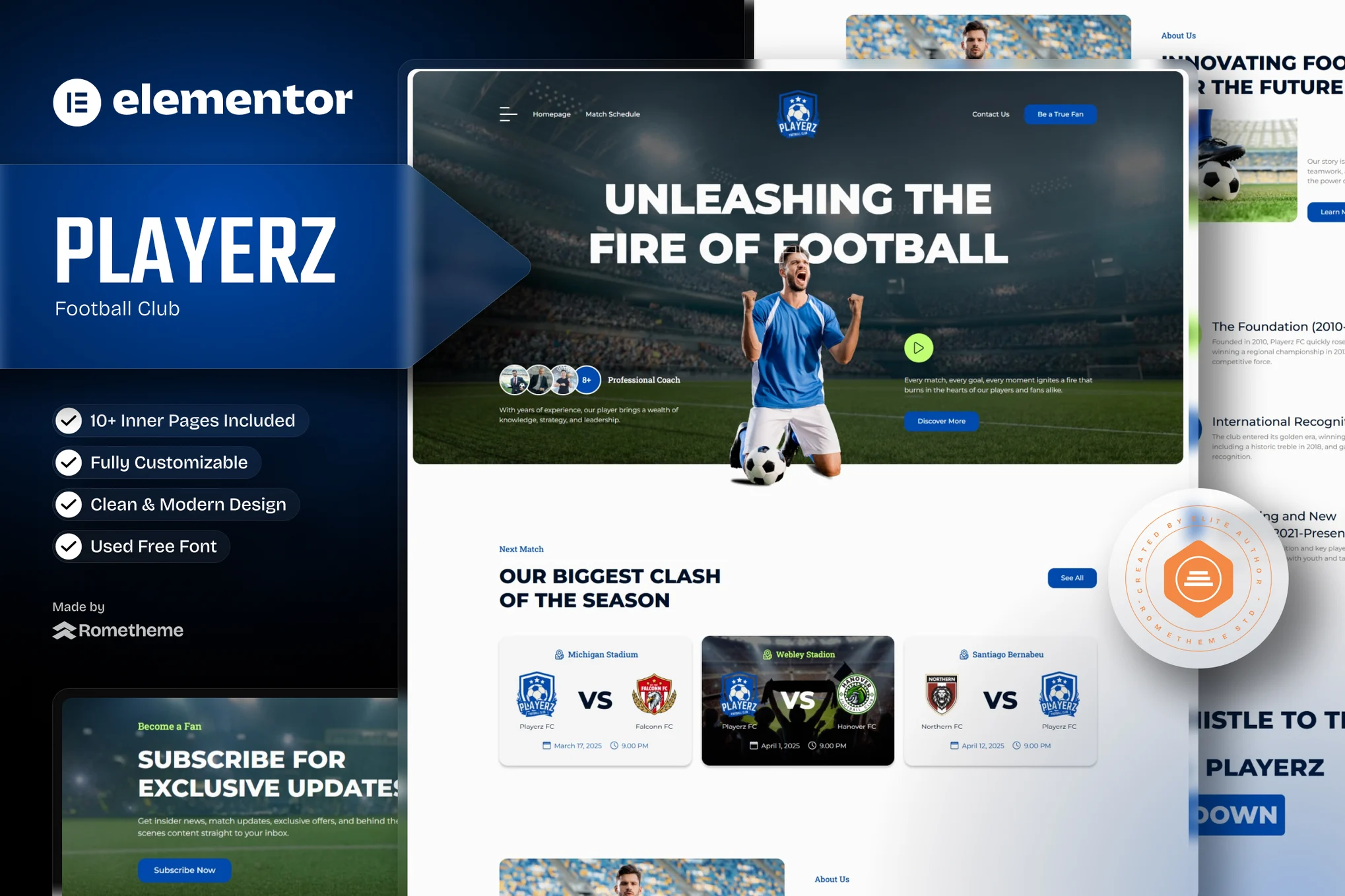 Playerz – Football Team and Sports Club Elementor Template Kit