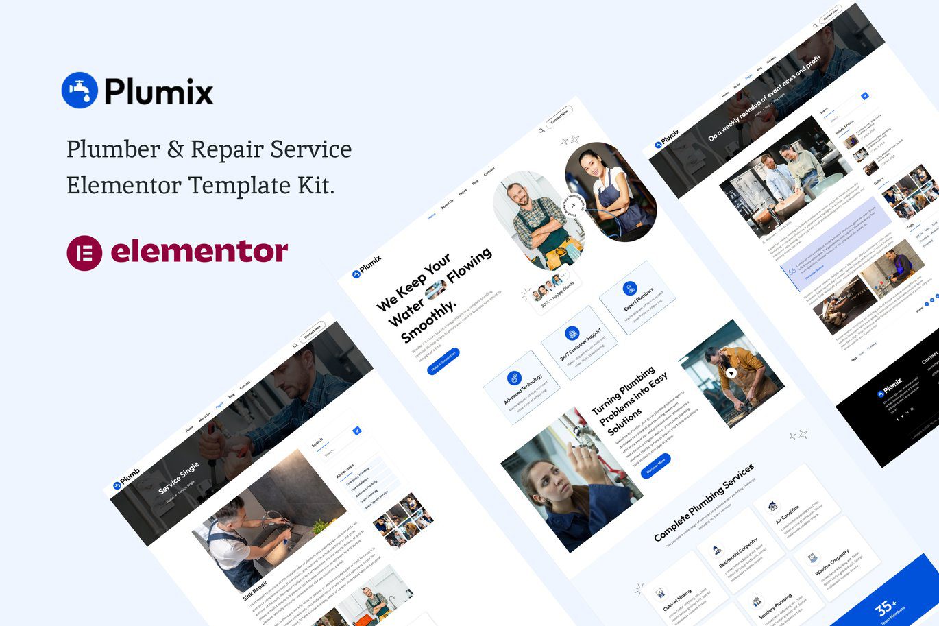 Plumix – Plumber and Repair Service Elementor Template Kit