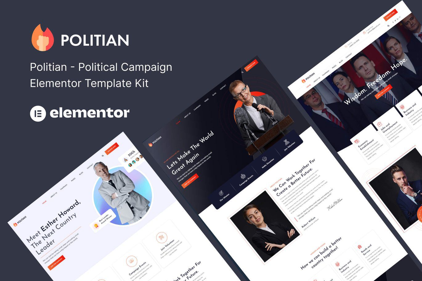 Politian – Political Campaign and Elections Elementor Template Kit