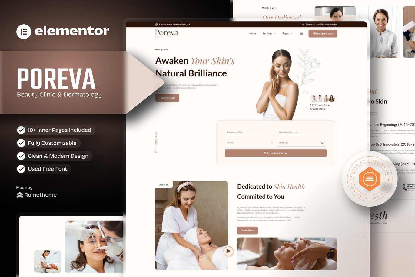 Poreva – Beauty Clinic and Dermatology Elementor Template Kit