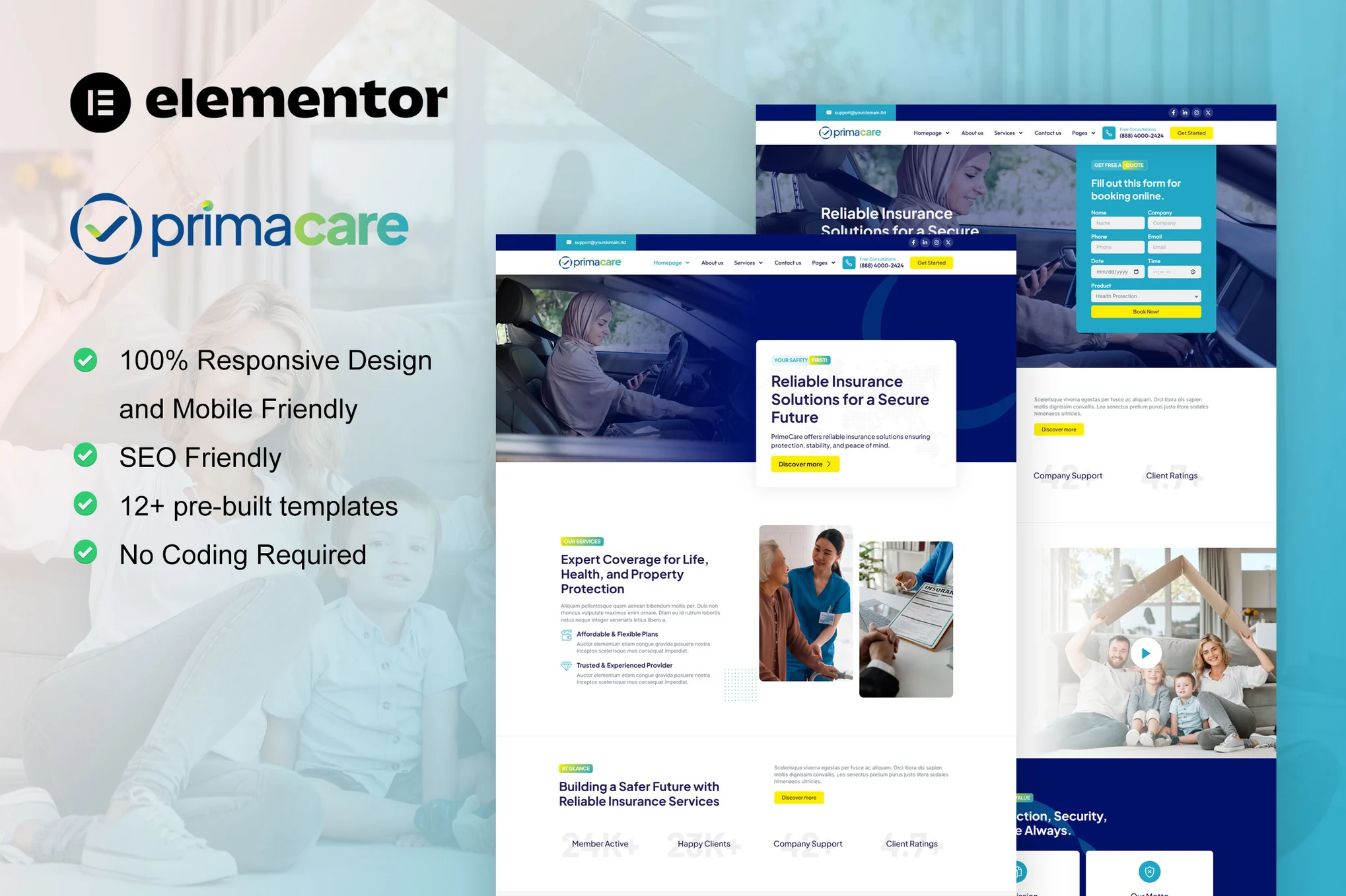 PrimaCare – Finance and Insurance Company Elementor Pro Template Kit