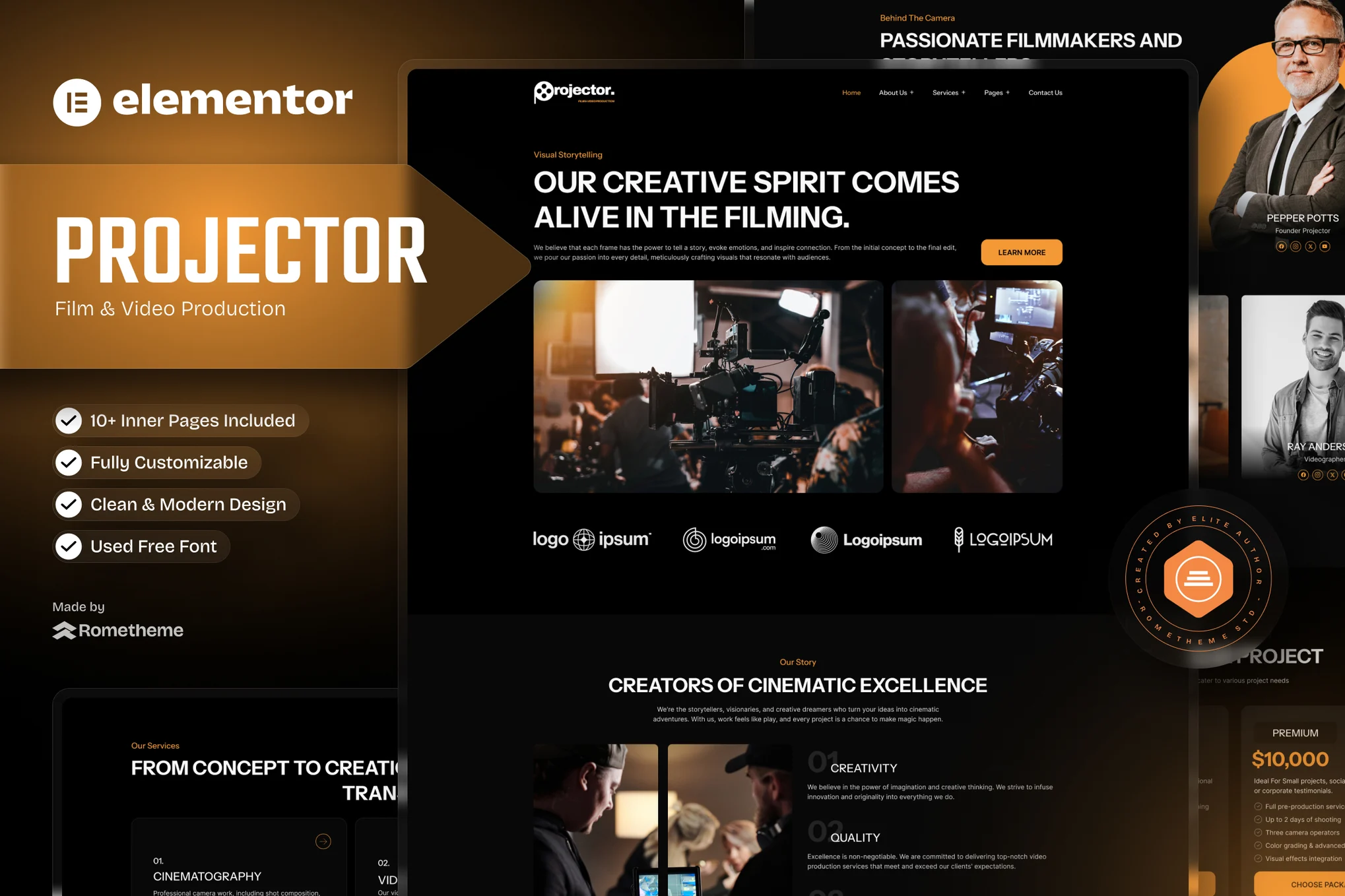 Projector – Film and Video Production Elementor Template Kit