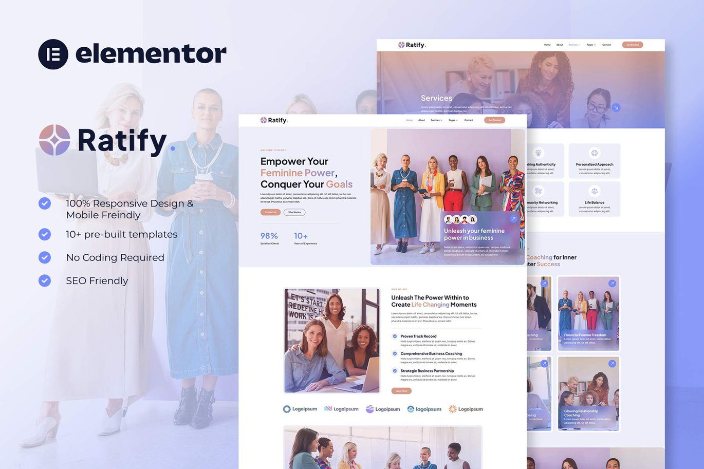 Ratify – Feminine Business Coaching Elementor Template Kit