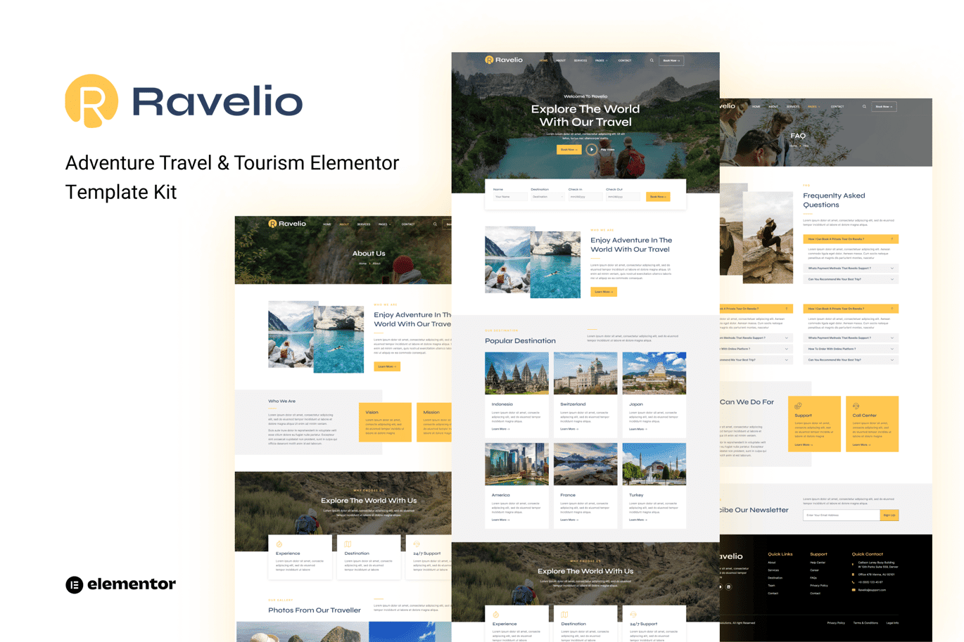 Ravelio – Adventure Travel and Tourism Elementor Template Kit