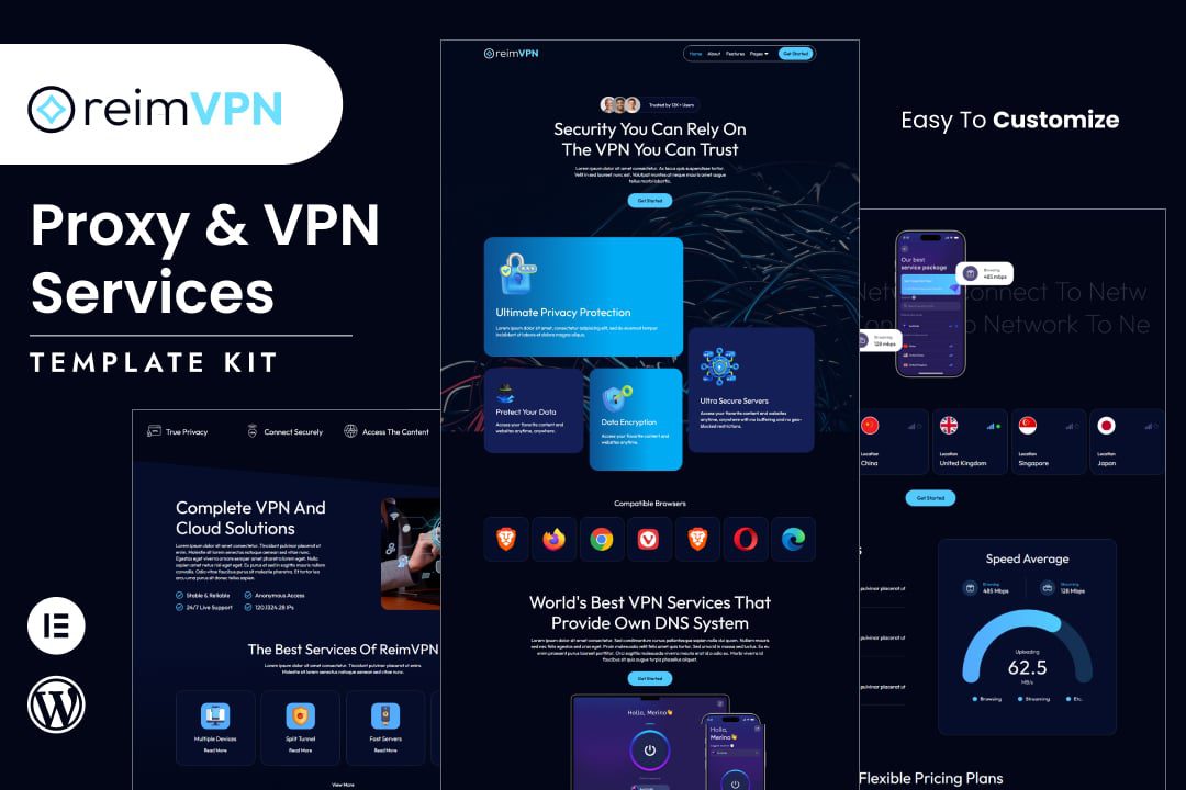 Reimvpn – Proxy and VPN Services Elementor Template Kit