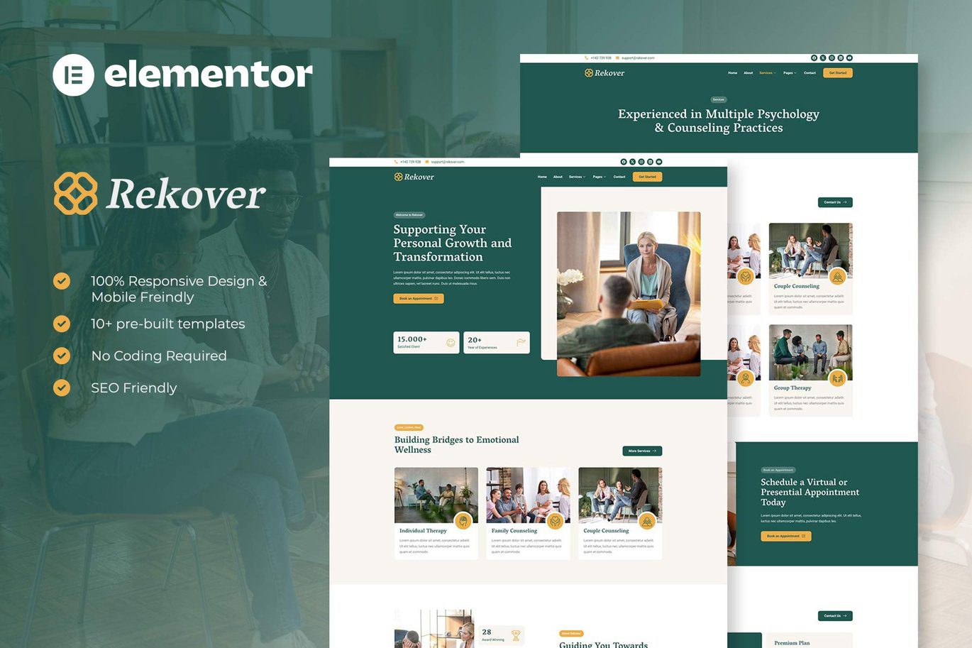 Rekover – Psychology and Counseling Elementor Template Kit