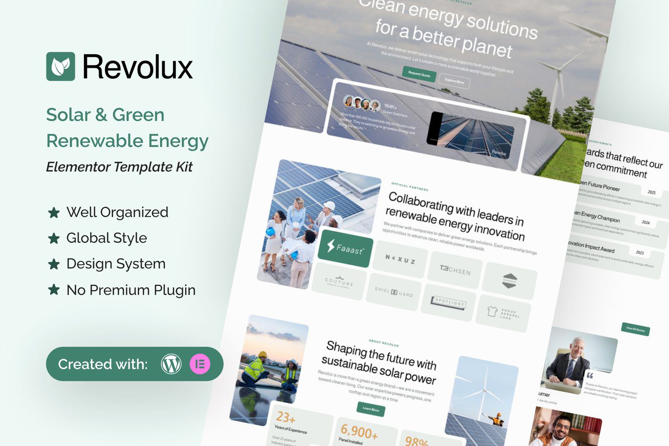 Revolux – Solar and Green Renewable Energy Elementor Template Kit