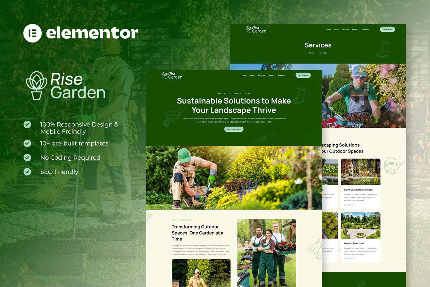 Risegarden – Landscape and Gardening Service Elementor Template Kit