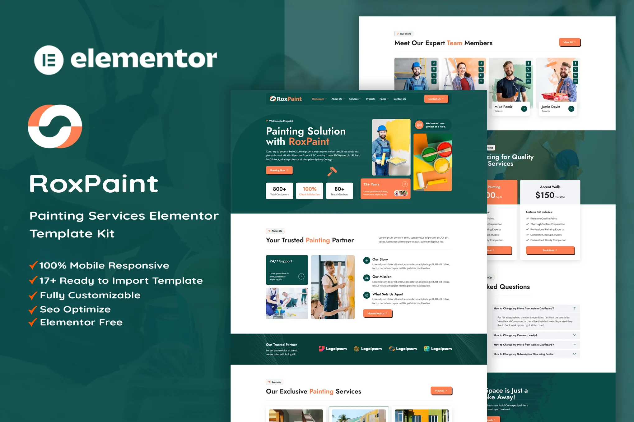 RoxPaint – Painting Services Elementor Template Kit