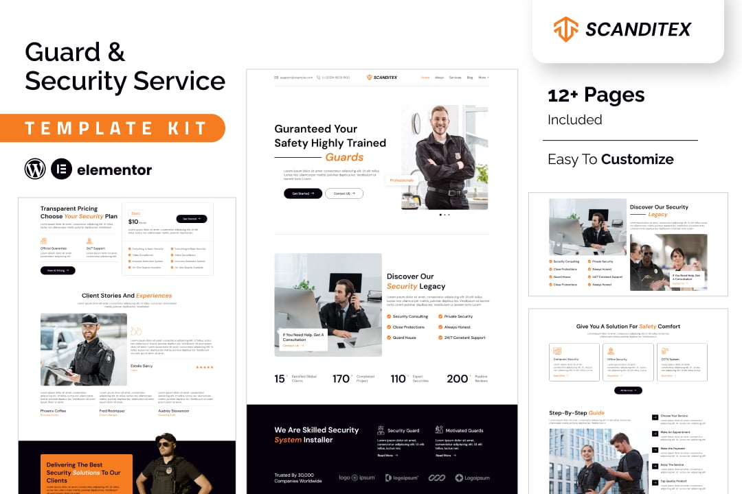 Scanditex – Security Agency and Bodyguard Elementor Template Kit