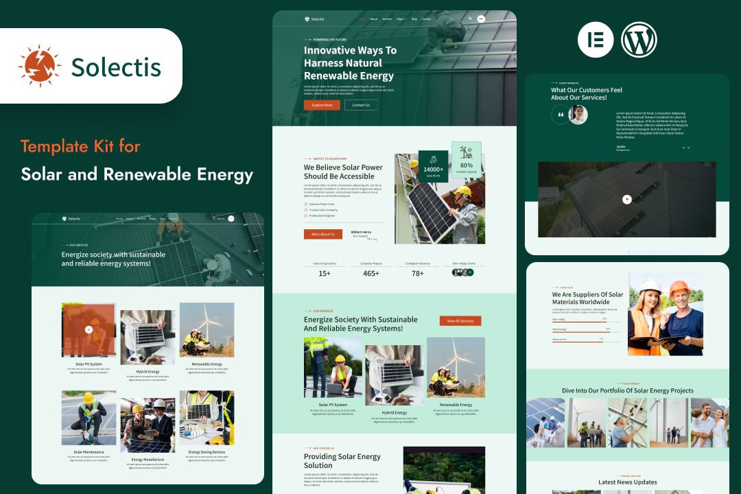 Selectis – Solar and Renewable Energy Elementor Template Kit