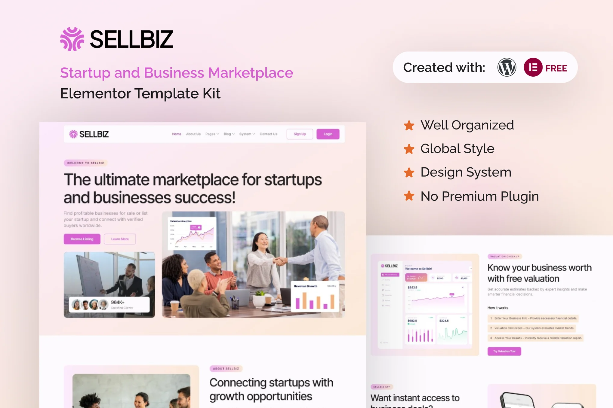Sellbiz – Startup and Business Marketplace Elementor Template Kit
