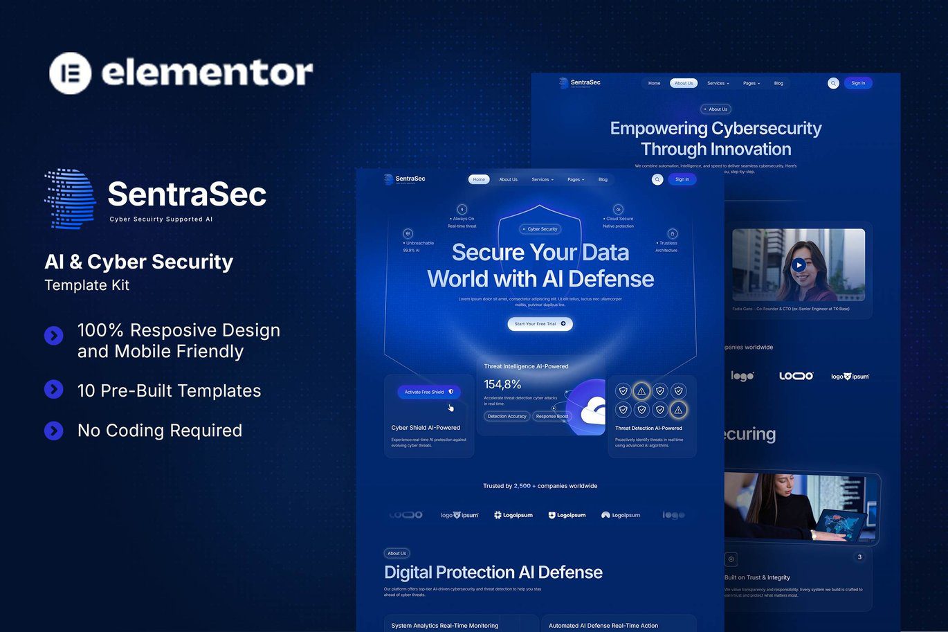 SentraSec – AI and Cyber Security Elementor Template Kit