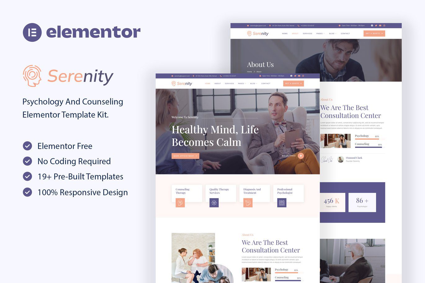 Serenity – Psychology and Counseling Elementor Template Kit